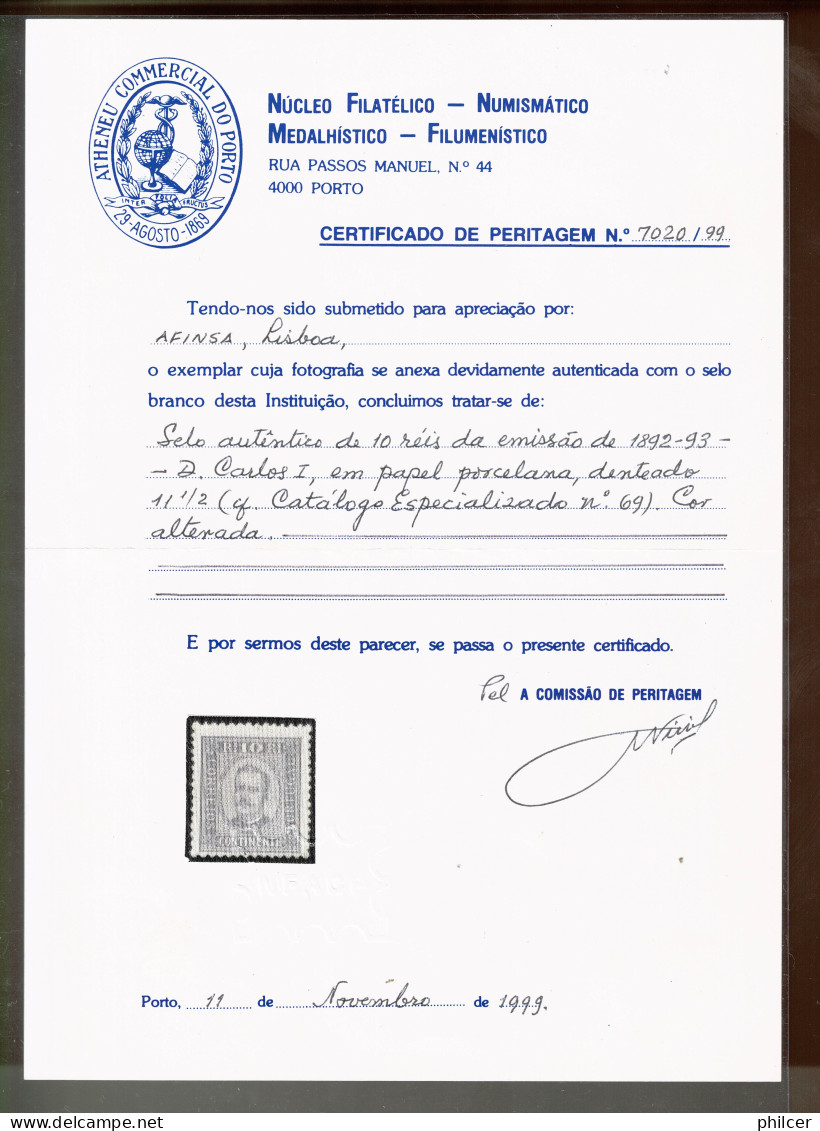 Portugal, 1892/3, # 69, MNG, Com Certificado - Ongebruikt