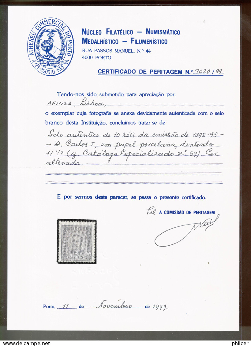 Portugal, 1892/3, # 69, MNG, Com Certificado - Neufs