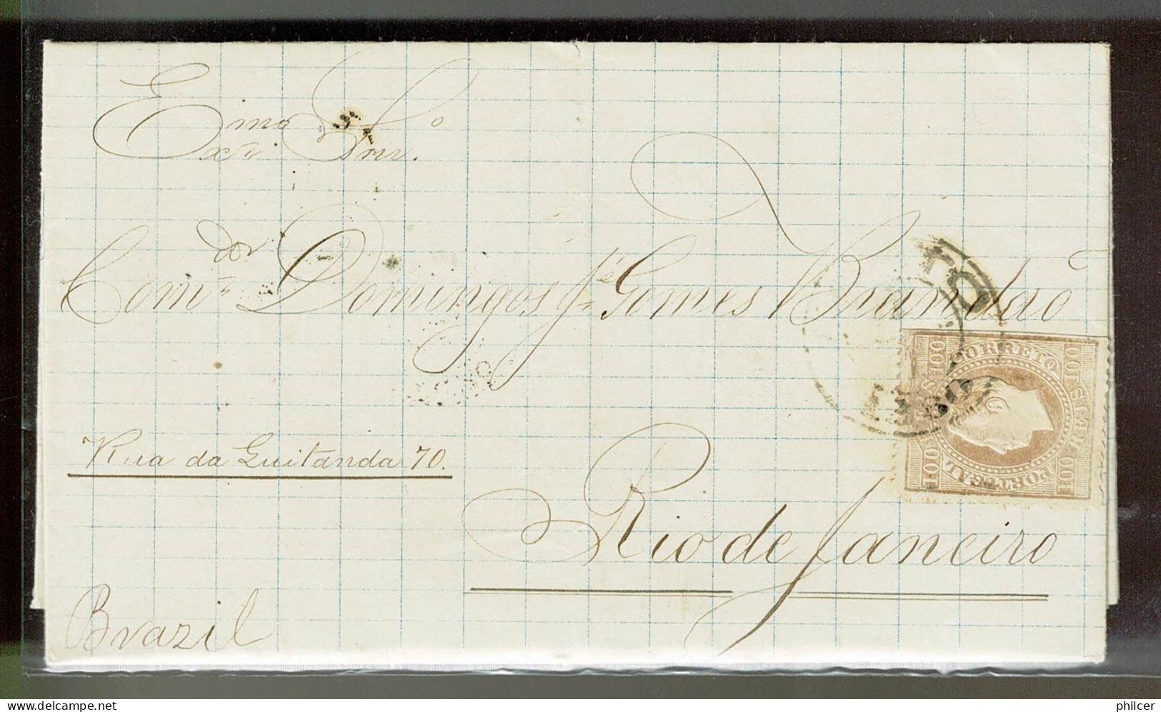 Portugal, 1879, # 43b Dent. 13 1/2, For Rio De Janeiro - Lettres & Documents