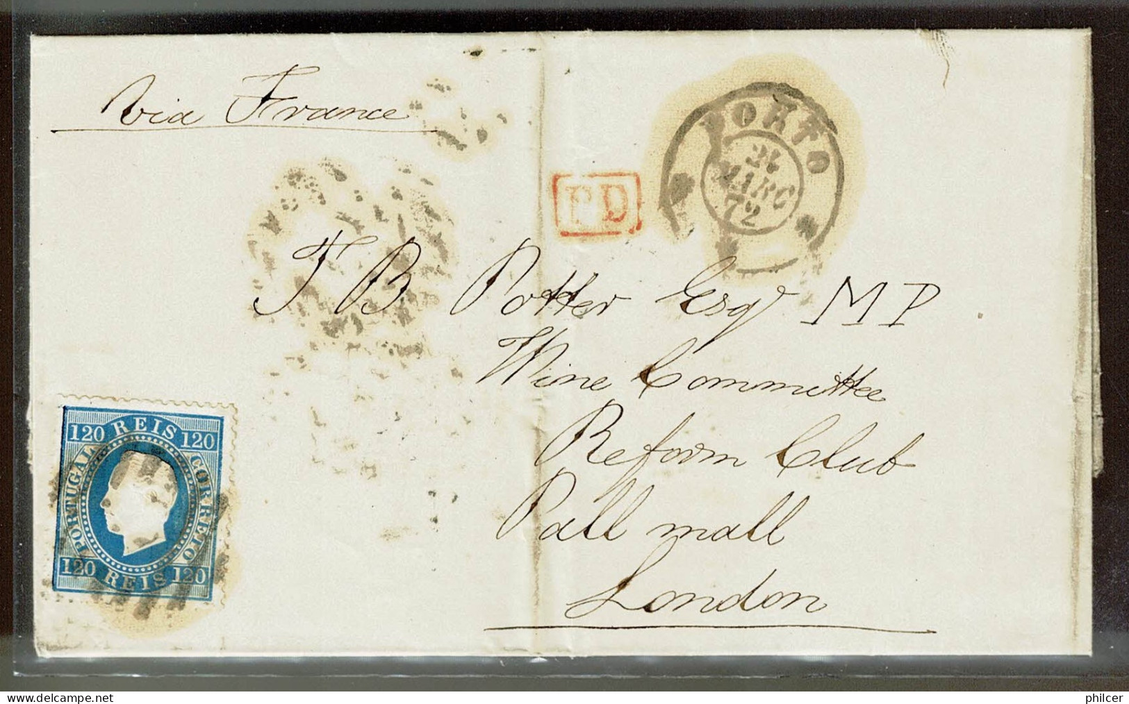 Portugal, 1872, # 44, For London - Covers & Documents