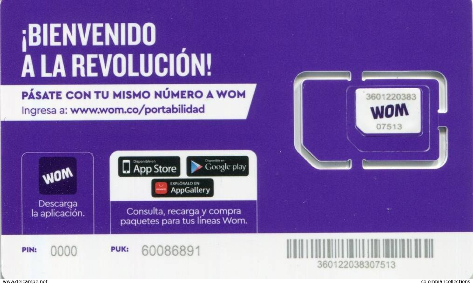 Lote TT250, Colombia, Tarjeta Telefonica, Phone Card, WOM, SIM Card, 2024 - Kolumbien