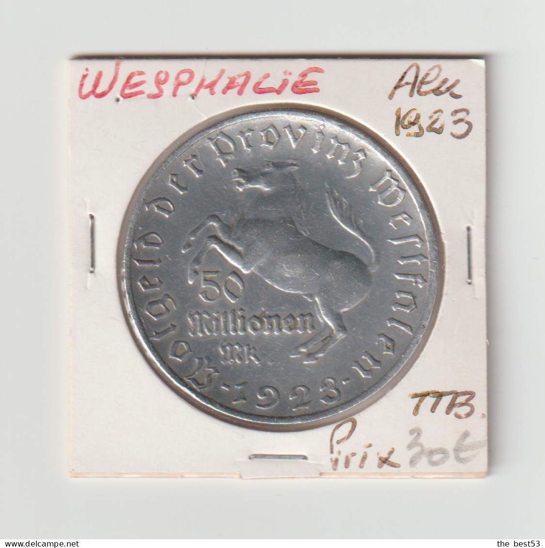 Allemagne  Wesphalie  -  50 Millionem Mark Alu  -  1923  -  TTB - Autres & Non Classés