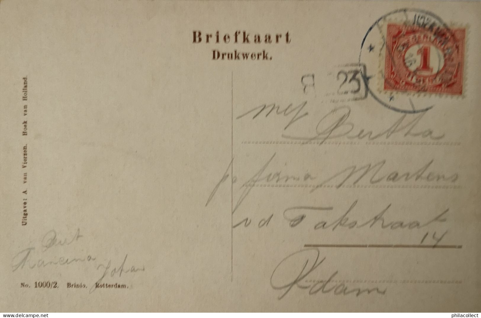 Hoek Van Holland // Post En Telegraafkantoor 1916 Topkaart - Hoek Van Holland