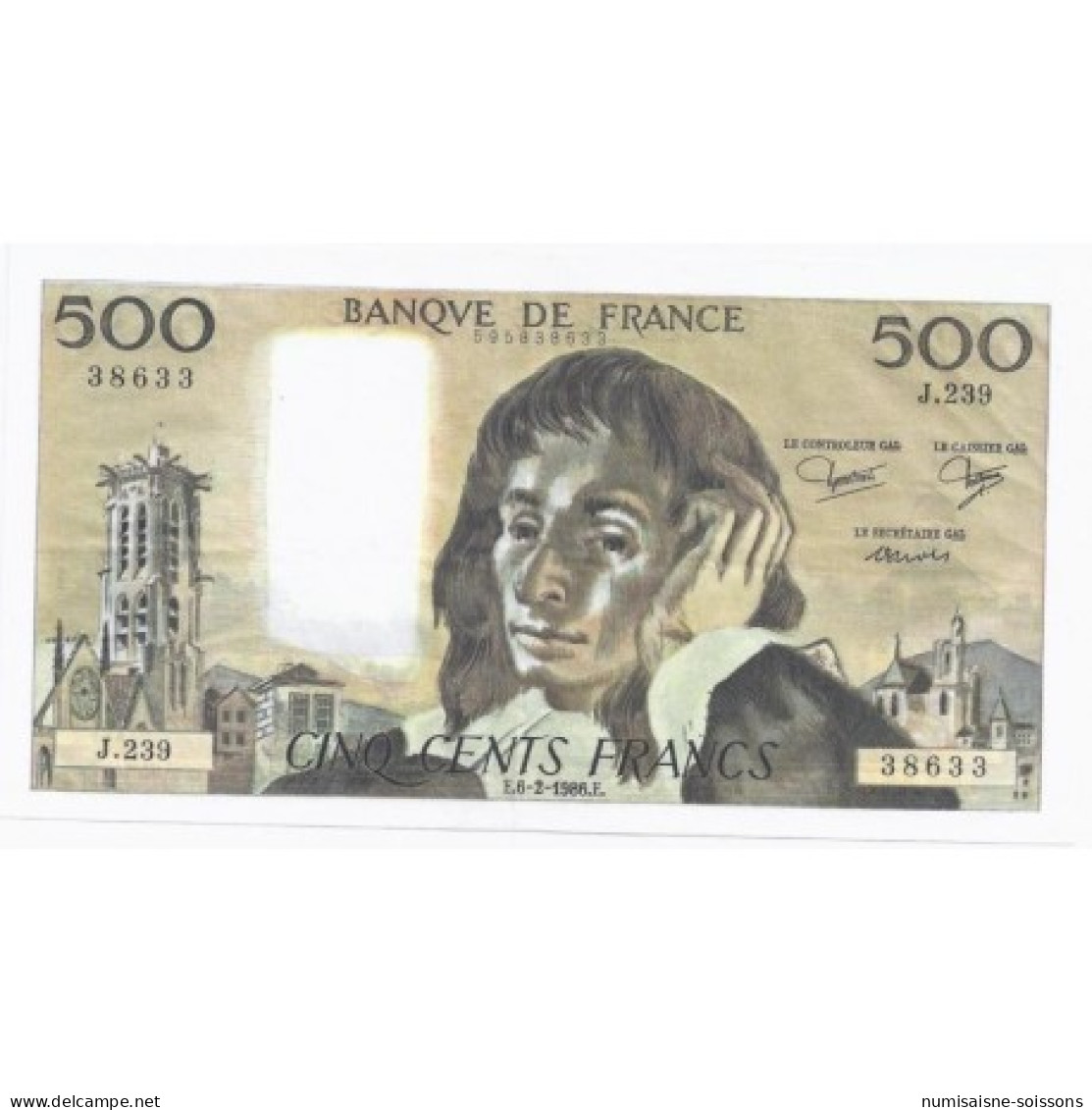 FAY 71/34 - 500 FRANCS PASCAL - 06/02/1986 - J.239 - SUPERBE - PICK 156 - 500 F 1968-1993 ''Pascal''