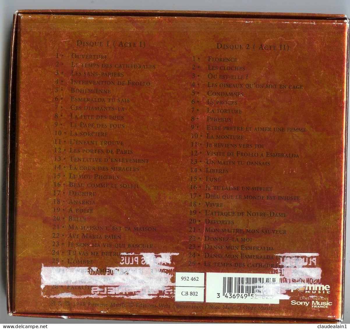ALBUM CD NOTRE DAME DE PARIS - VERSION INTEGRALE (2 CD & 53 Titres) - Très Bon état - Oper & Operette