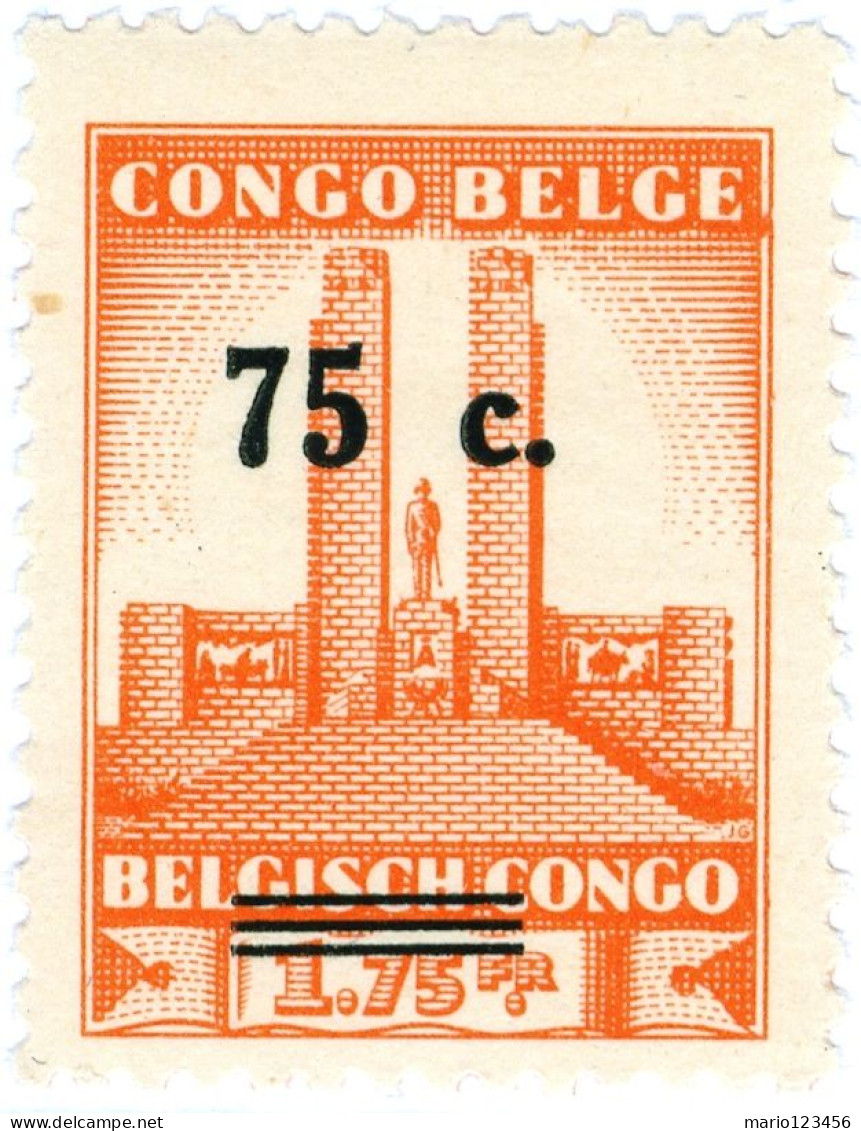 CONGO BELGA, BELGIAN CONGO, MONUMENTO A RE ALBERTO I, 1941, FRANCOBOLLI NUOVI (MNH**) Scott BE-CD 185, Yt:BE-CD 225 - Unused Stamps