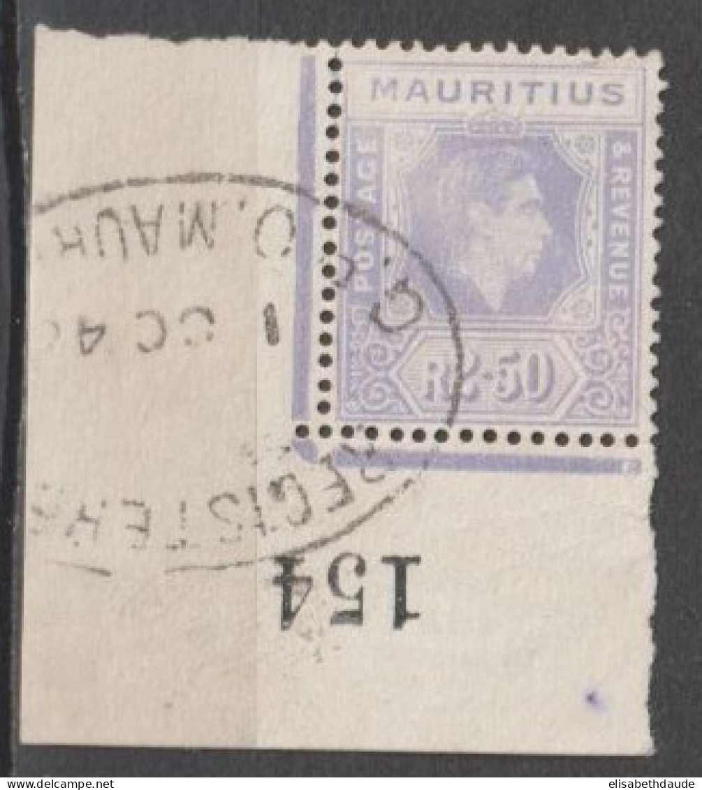 MAURITIUS - 1938 - YVERT N° 210 OBLITERES (REGISTERED) COIN DE FEUILLE ! - COTE = 20++ EUR. - - Mauricio (...-1967)