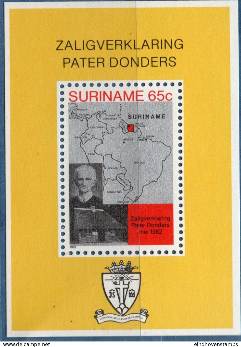 Suriname 1982 Beatification Pastor Donders Block Issue MNH - Cristianesimo