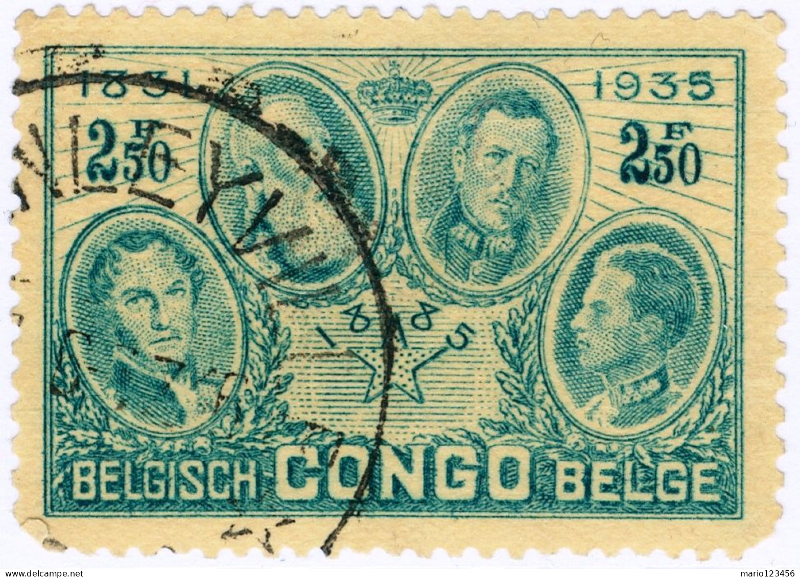CONGO BELGA, BELGIAN CONGO, RE BELGI, 1935, FRANCOBOLLI USATI Scott:BE-CD 163, Yt:BE-CD 189 - Gebruikt