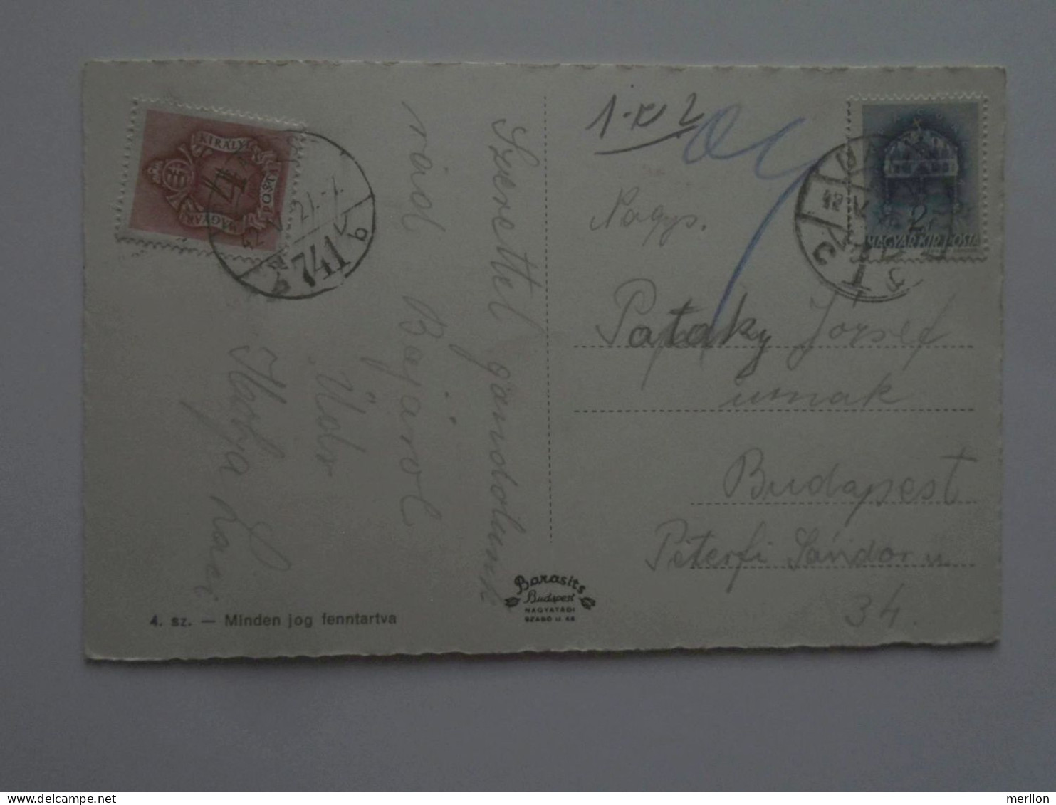 D200846  Hungary  Postage Due -  1942    Porto Stamp  4 Filler   BAJA - Postage Due