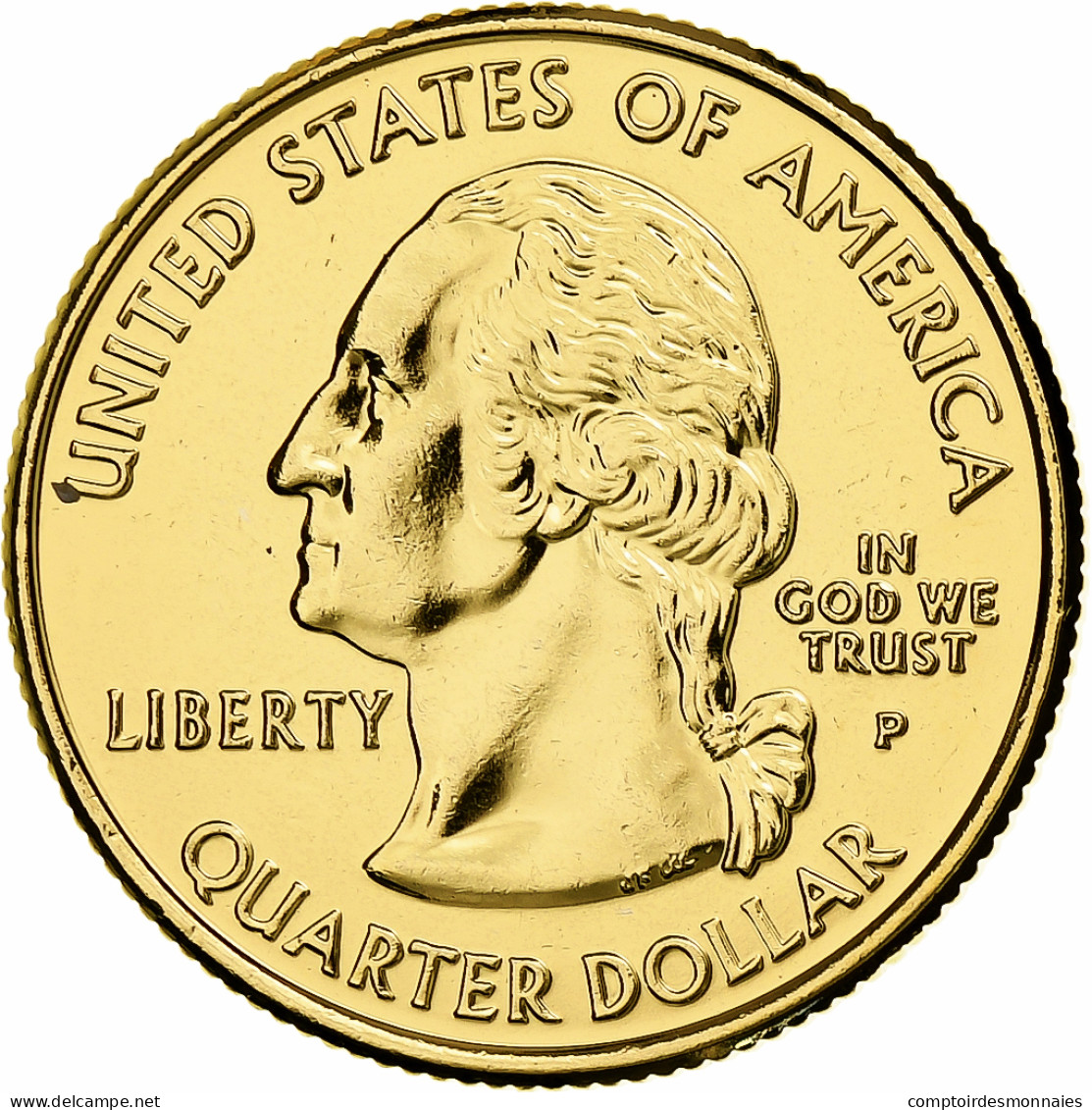 États-Unis, Quarter, Wisconsin, 2004, U.S. Mint, Golden, Cupronickel Plaqué - 1999-2009: State Quarters