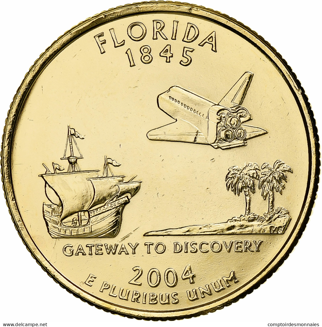 États-Unis, Quarter, Florida, 2004, Philadelphie, Métal Doré, FDC - 1999-2009: State Quarters