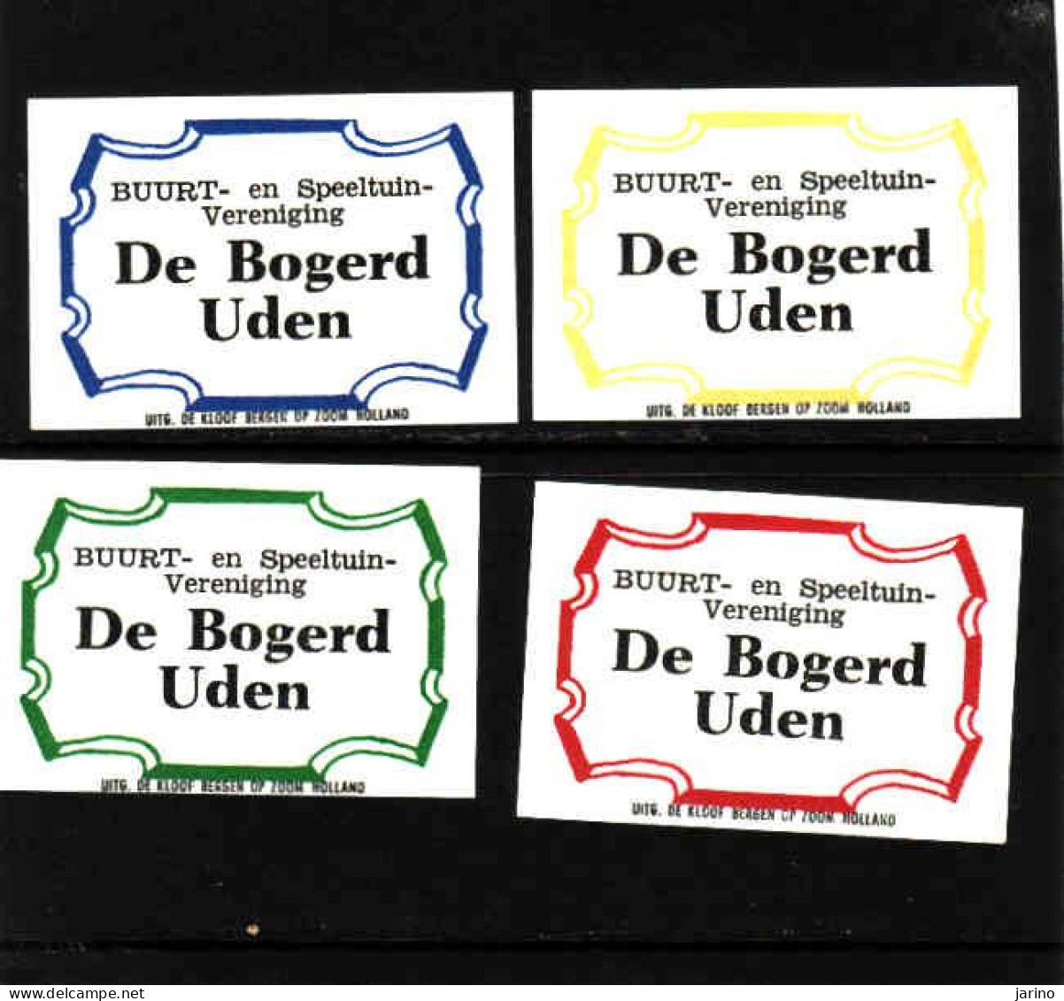 4 Dutch Matchbox Labels, Uden - North Brabant, Buurt- En Speeltuin-Vereniging De Bogerd, Zündholzetiketten Netherlands - Boites D'allumettes - Etiquettes