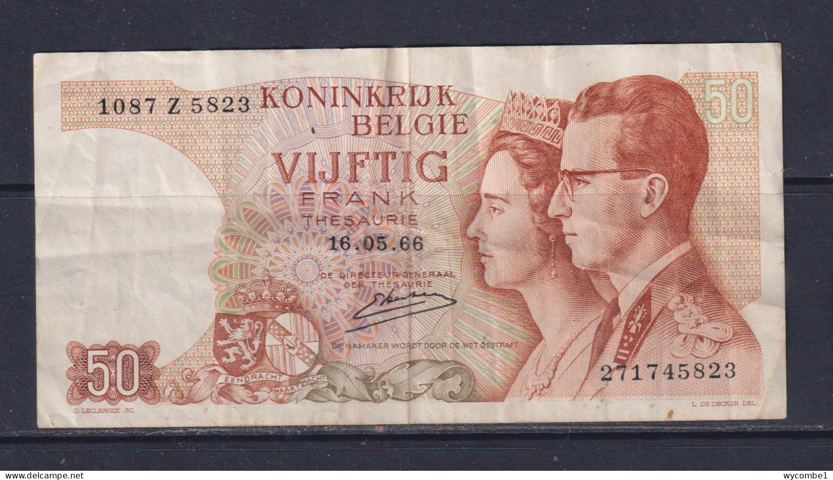 BELGIUM  - 1966 50 Francs Circulated Banknote - Other & Unclassified