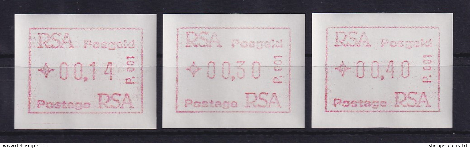 RSA Südafrika FRAMA-ATM  Aut.-Nr. P.001 Satz 14-30-40 **  - Viñetas De Franqueo (Frama)