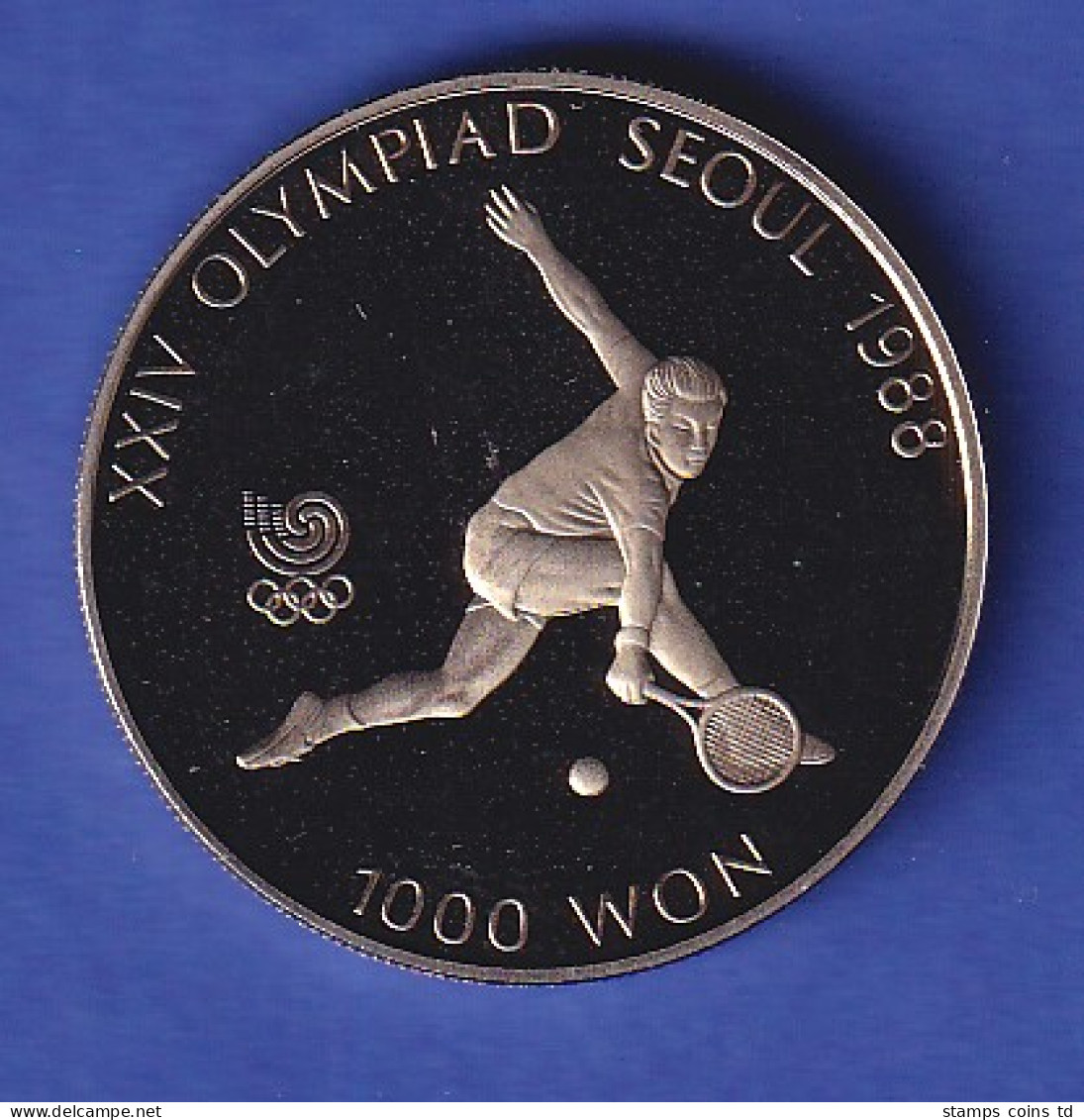 Südkorea 1987 Gedenkmünze 1000 Won Olympiade Seoul 1988 Tennisspieler  - Autres – Asie