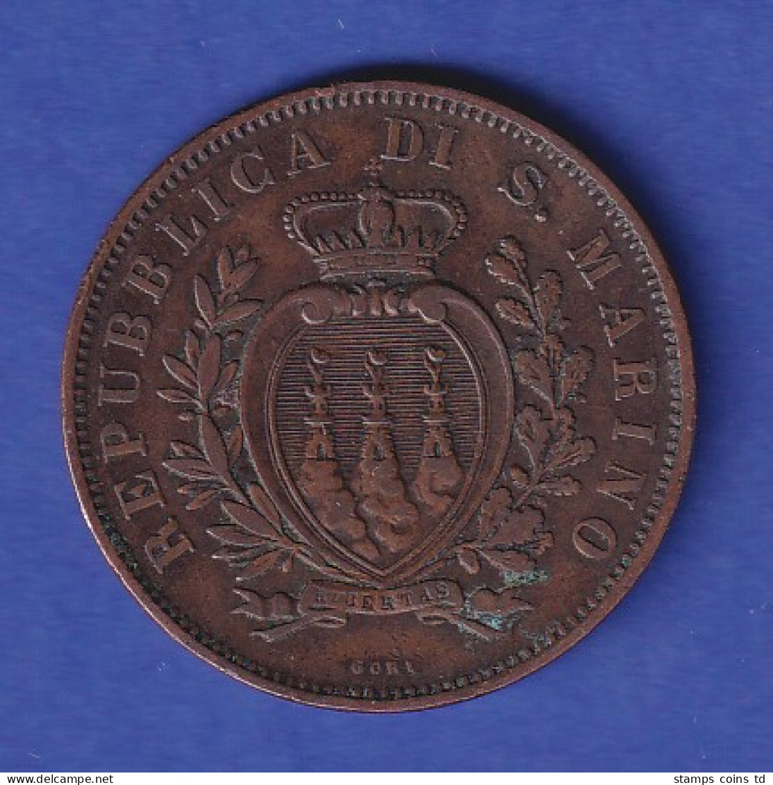 San Marino Umlaufmünze 10 Centesimi 1893 - San Marino