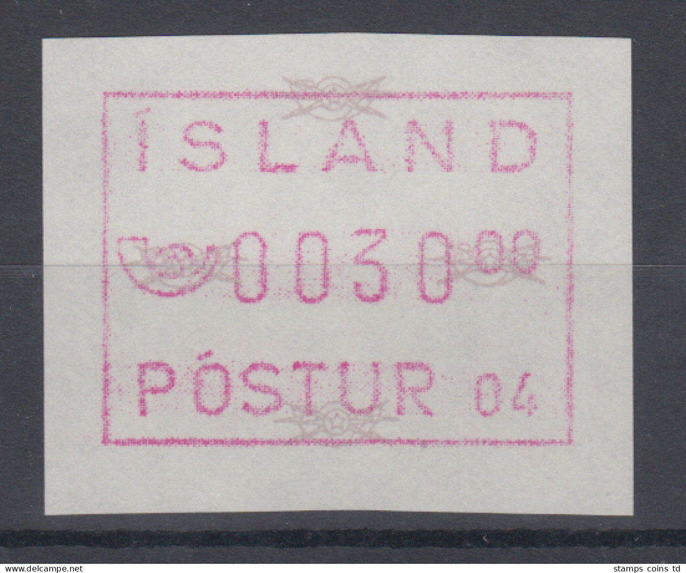 Island Frama-ATM 4.Ausgabe 1994, Aut.-Nr. 04  Mi.-Nr. 2.2 - Automatenmarken (Frama)
