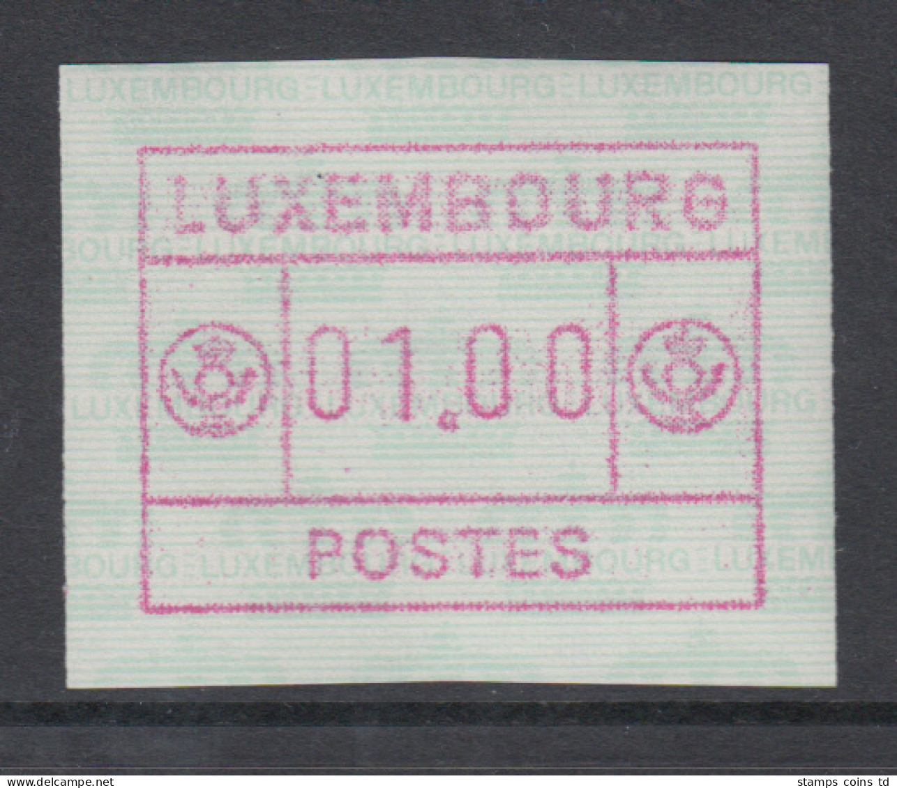 Luxemburg FRAMA-ATM 2.Ausgabe Inschrift POSTES Klein , Mi.-Nr. 2 ** - Frankeervignetten