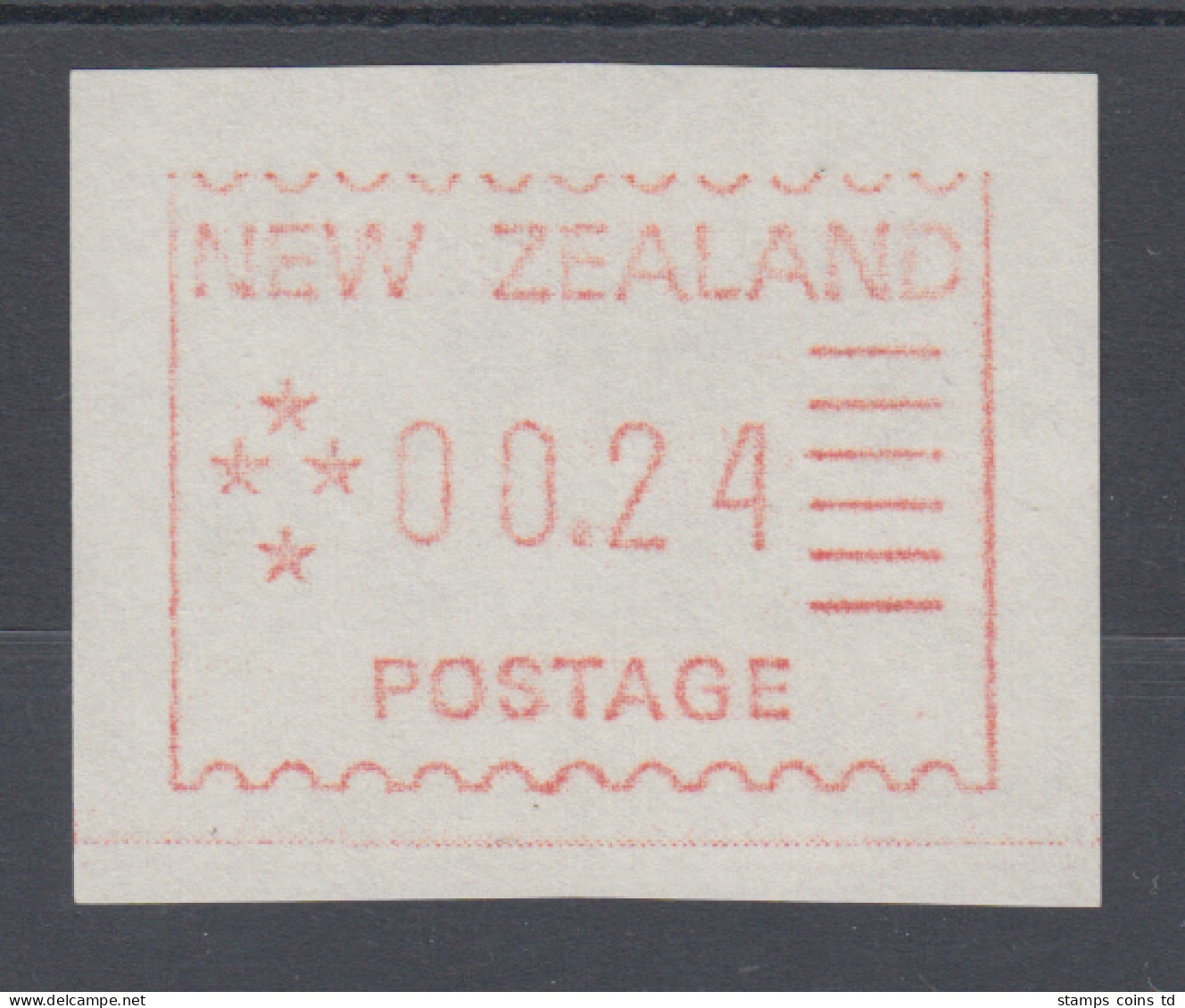 Neuseeland Frama-ATM 1. Ausgabe 1984, Mi.-Nr. 1 ,  Porto-Wertstufe 00,24  ** - Lots & Serien