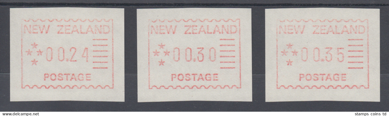 Neuseeland Frama-ATM 1. Ausgabe 1984, Tastensatz 3 Werte 24-30-35 , Mi.-Nr. 1 ** - Verzamelingen & Reeksen