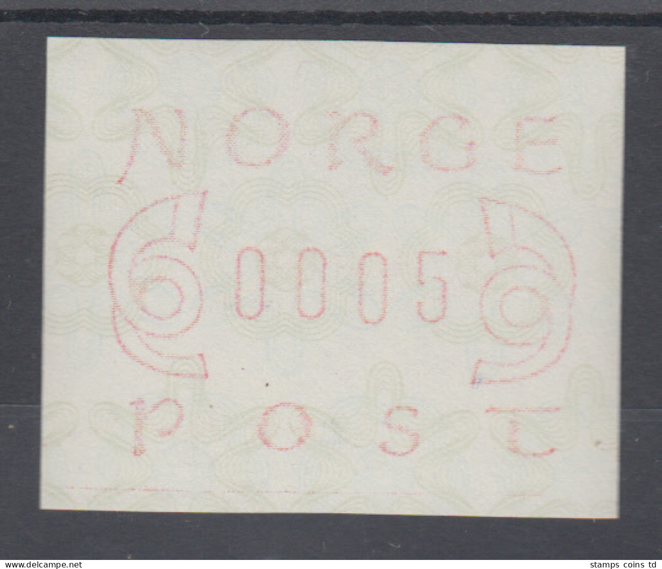 Norwegen Frama-ATM 2.Ausgabe, Schmale Ziffern, Bräunlichrot, Mi.-Nr. 2.1 B ** - Vignette [ATM]