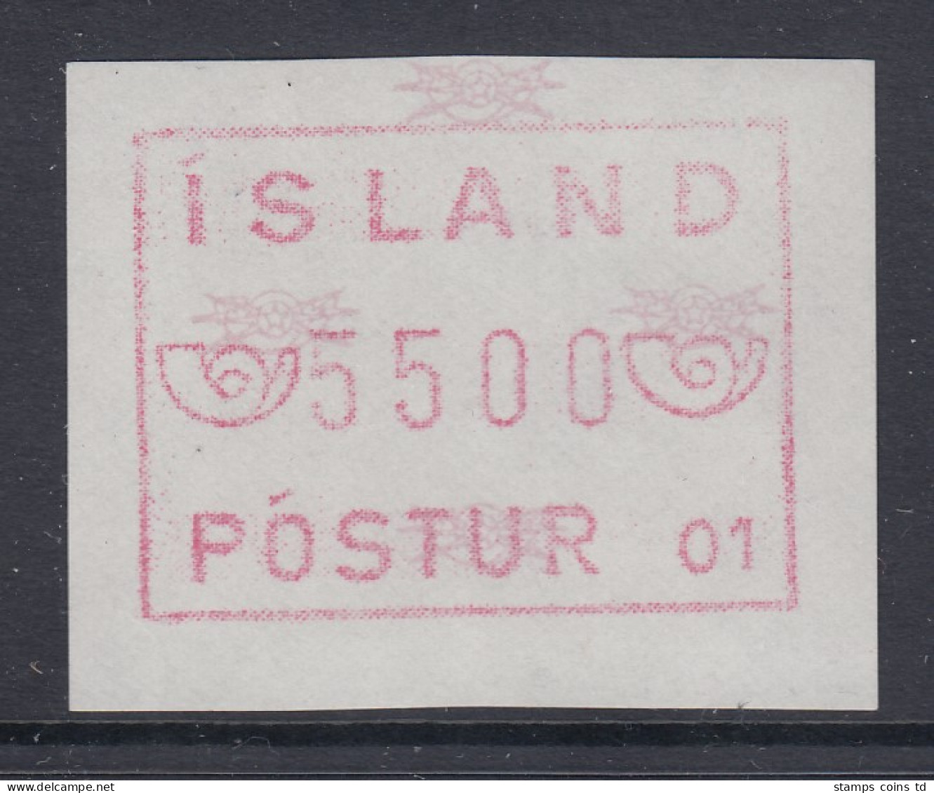 Island Frama-ATM  1.Ausgabe Aut.-Nr. 01 Graulila Wert 5500 ** - Affrancature Meccaniche/Frama