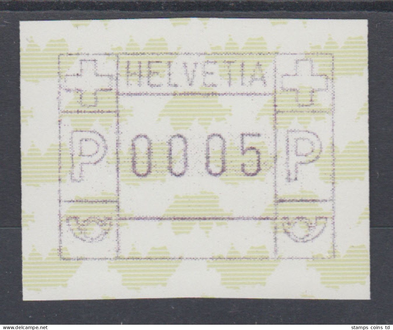 Schweiz 1997, FRAMA-ATM Landkarte Der Schweiz Grün, Druck SCHWARZ, Mi-Nr. 5ye ** - Automatenzegels