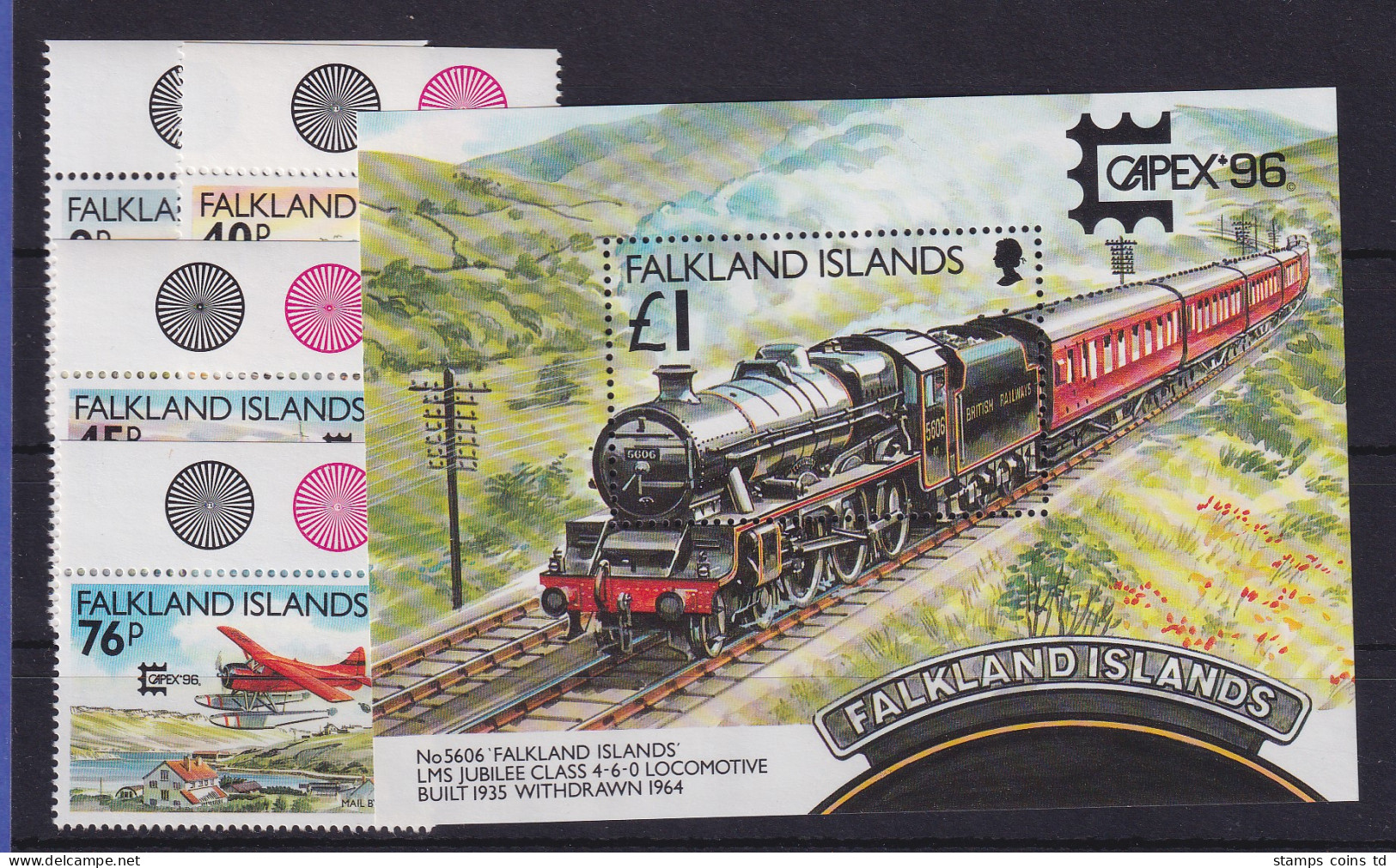 Falkland-Inseln 1996 Transportmittel Der Post Mi.-Nr. 673-676 Und Block 14 ** - Falkland