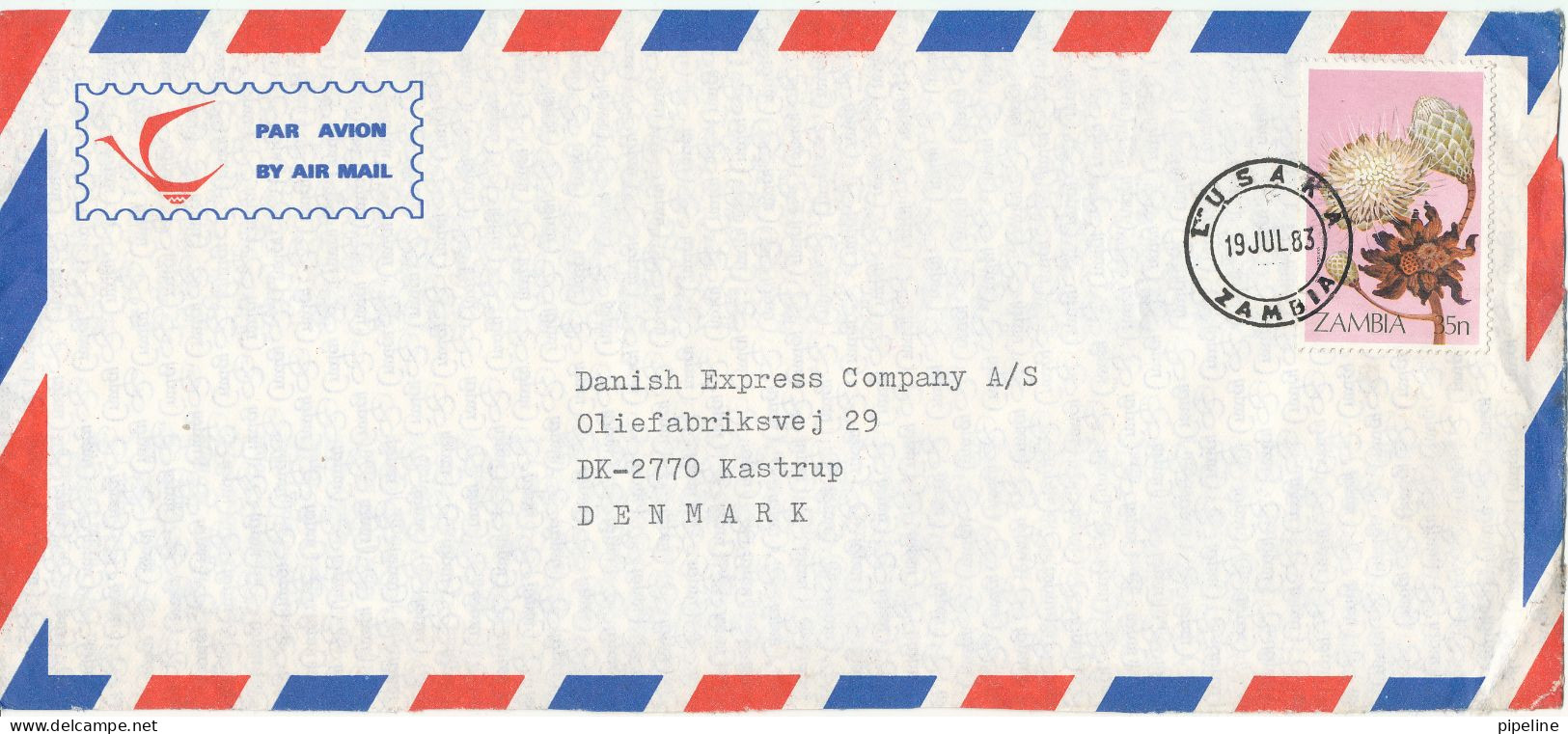 Zambia Air Mail Cover Sent To Denmark 19-7-1983 Single Franked - Zambia (1965-...)