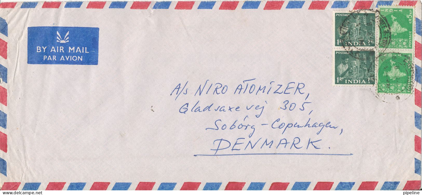 India Air Mail Cover Sent To Denmark - Poste Aérienne