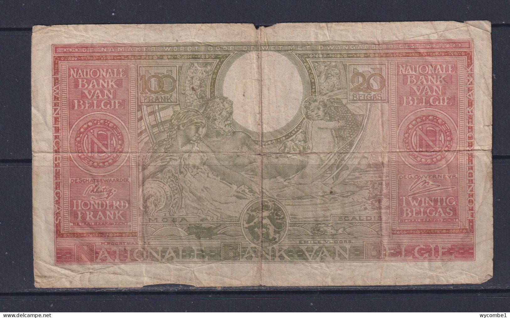 BELGIUM  - 1943 100 Francs Circulated Banknote - 100 Francs-20 Belgas