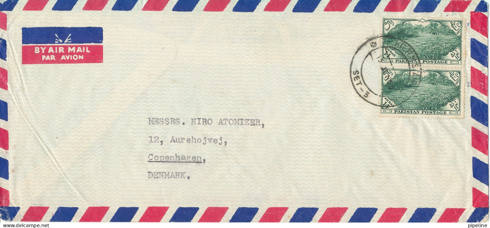 Pakistan Air Mail Cover Sent To Denmark 13-11-1959 - Airmail