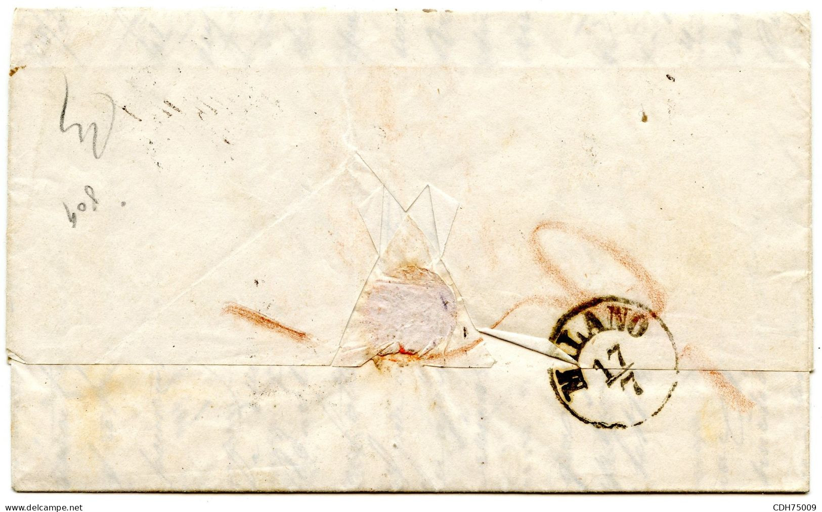 SUISSE - 40 RP COIN DE FEUILLE SUR LETTRE AVEC CORRESPONDANCE DE BALE POUR MILAN, 1858 - Cartas & Documentos