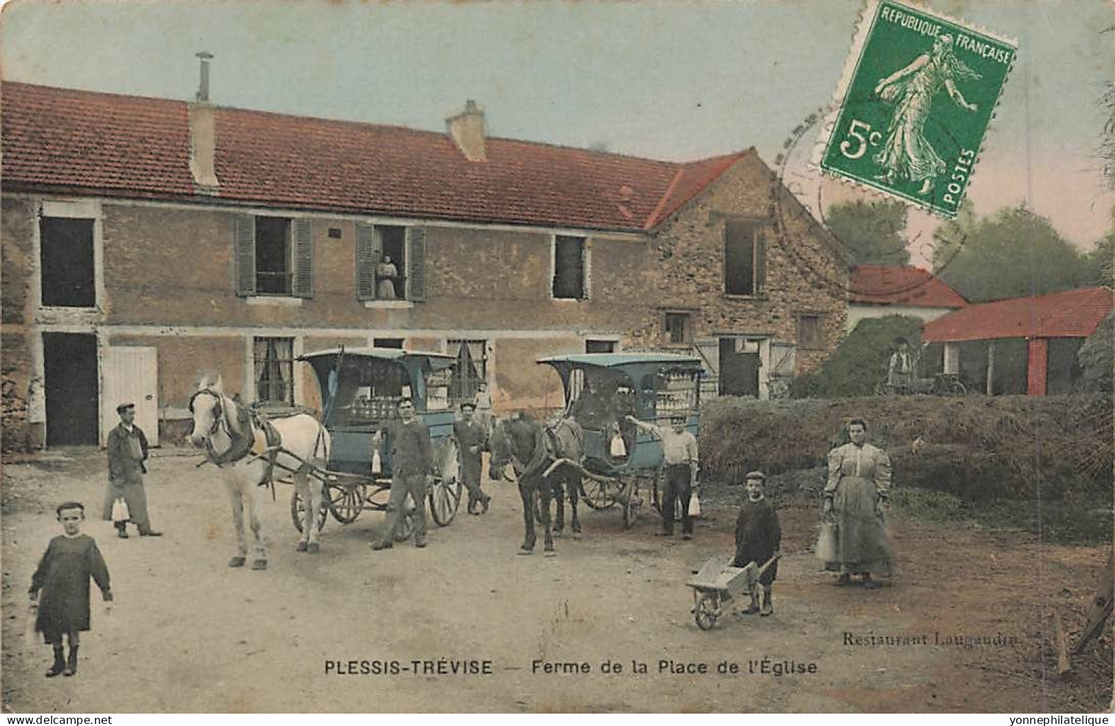 94 - VAL DE MARNE - LE PLESSIS-TRÉVISE - Ferme De La Place De L'église - Superbe Animation, Livreurs De Lait - 10778 - Le Plessis Trevise