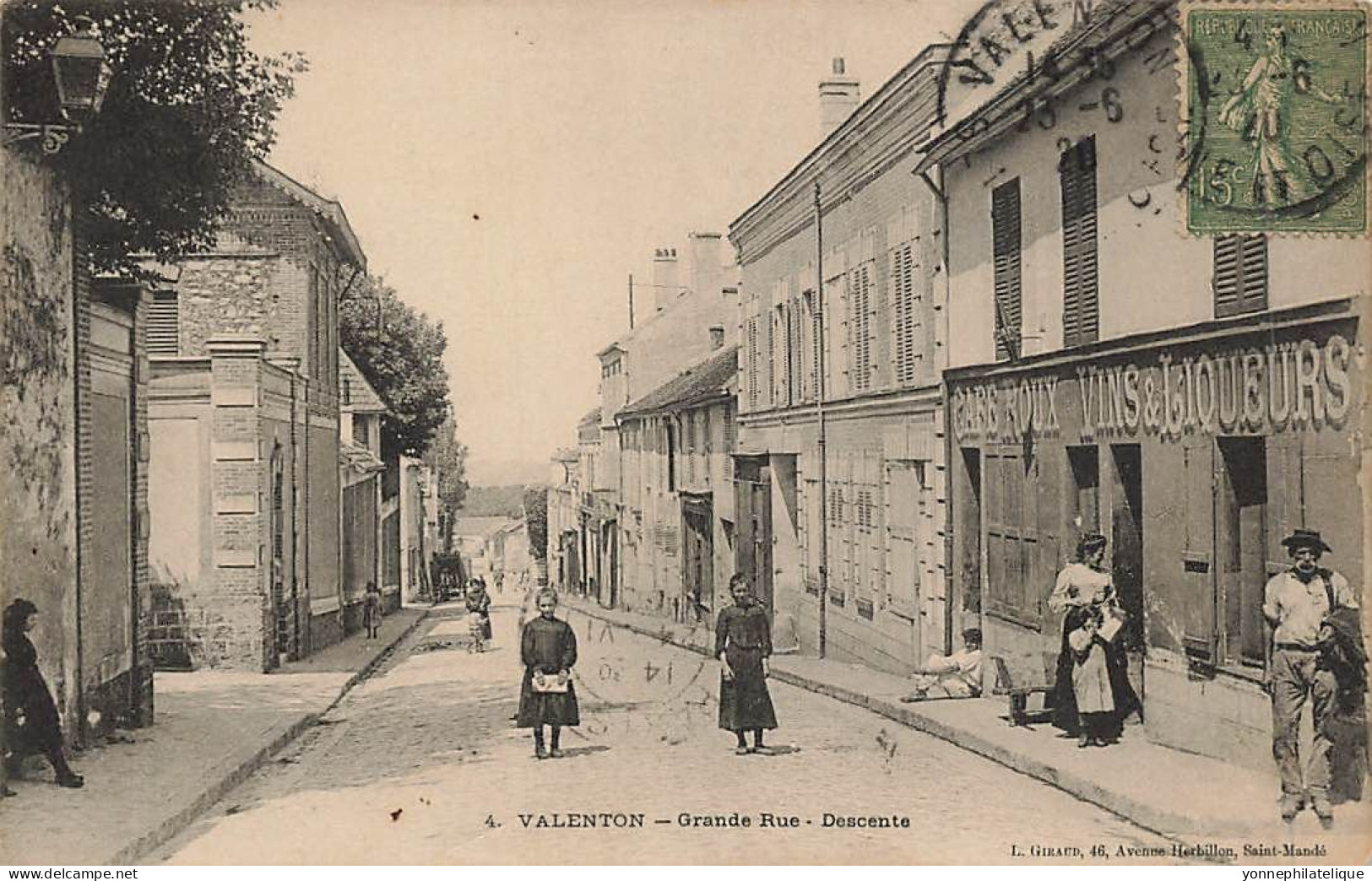 94 - VAL DE MARNE - VALENTON - Grande Rue - Descente, Café ROUX, Vins, Liqueurs - 10779 - Valenton