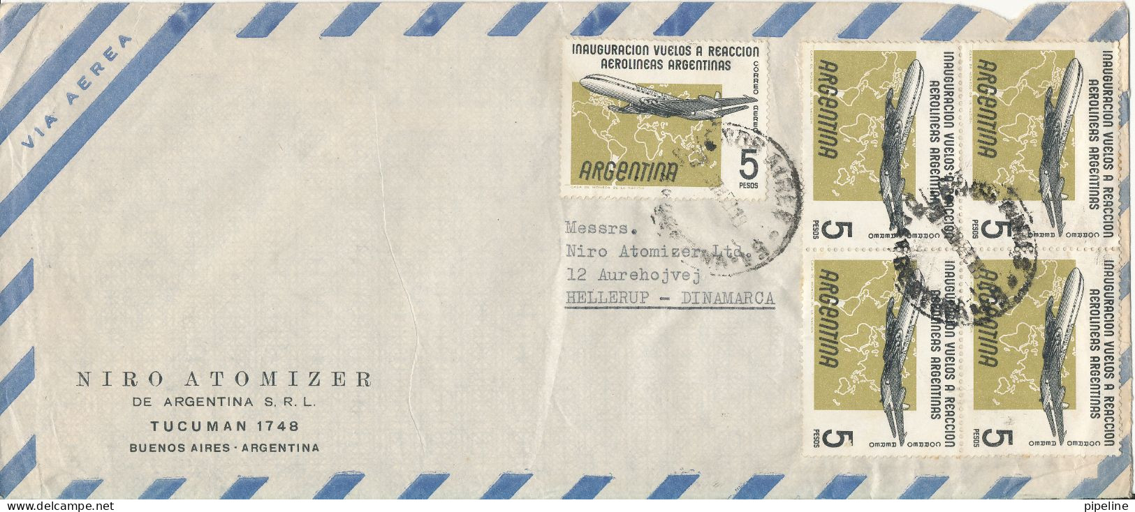 Argentina Air Mail Cover Sent To Denmark Topic Stamps AEROPLANE - Luftpost