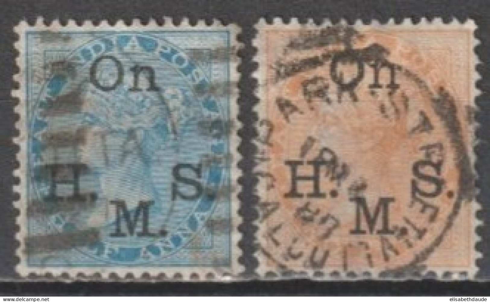 INDIA - 1874 - SERVICE YVERT N°24+26 OBLITERES - COTE = 30+ EUR - 1858-79 Compagnia Delle Indie E Regno Della Regina