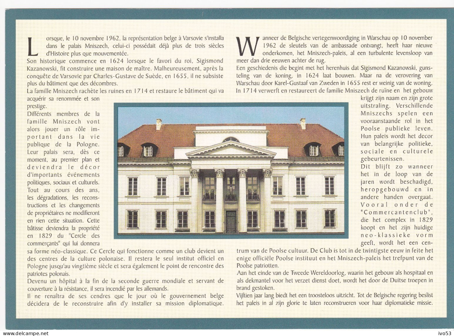 1998  Nr 2782HK.Herdenkingskaart Mniszech .OBP 8,5 - Cartoline Commemorative - Emissioni Congiunte [HK]