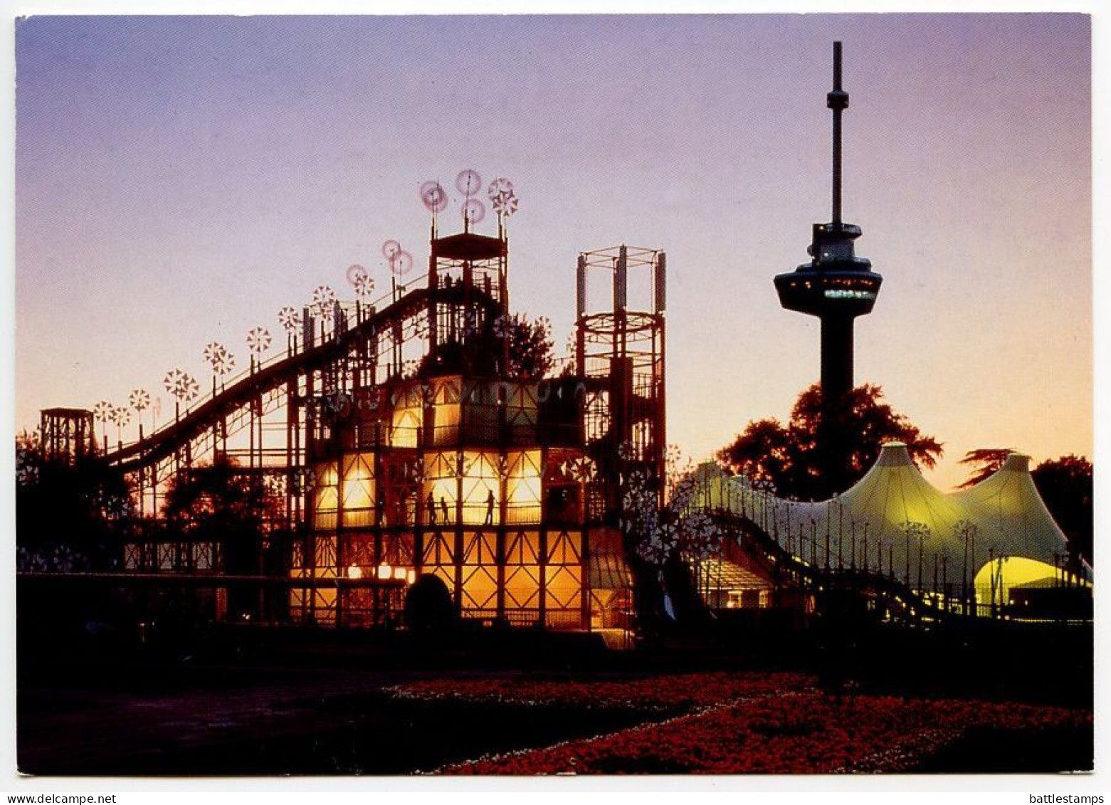 Netherlands 1985 Registered Postcard Rotterdam - Fenomena, Euromast Park - Bambo Castle - Rotterdam