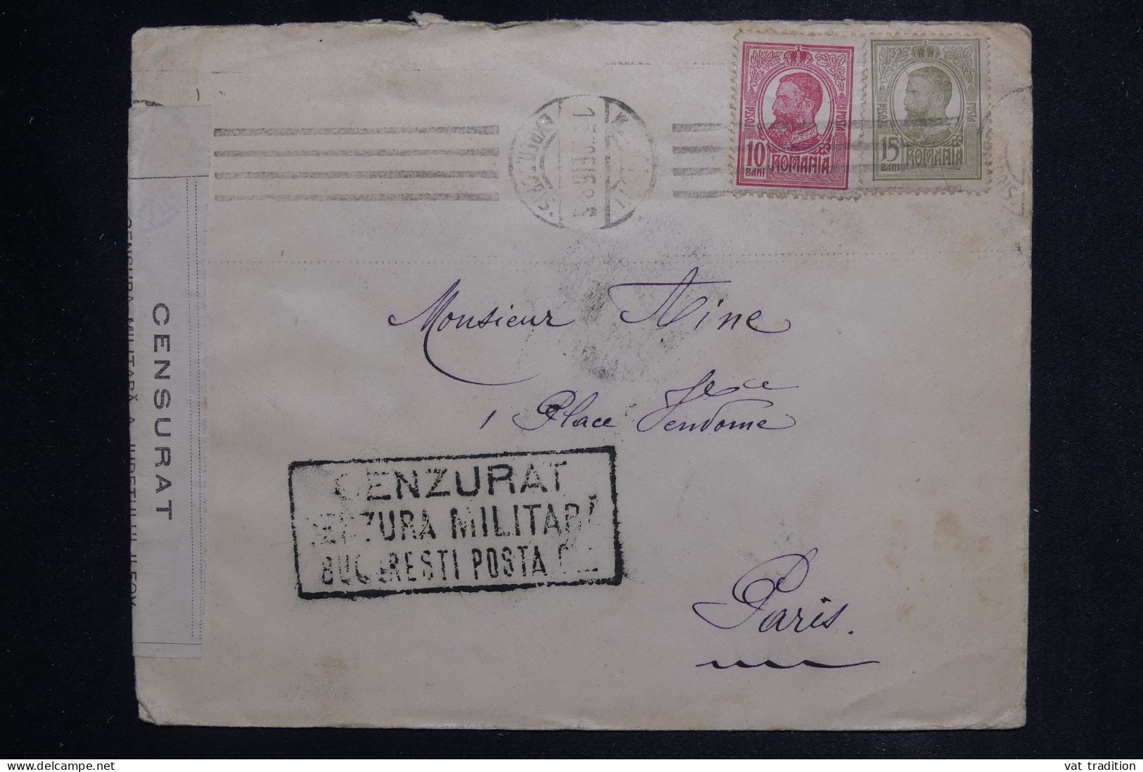 ROUMANIE - Enveloppe De Bucarest Pour Paris Avec Contrôle Postal En 1916  - L 149878 - Brieven En Documenten