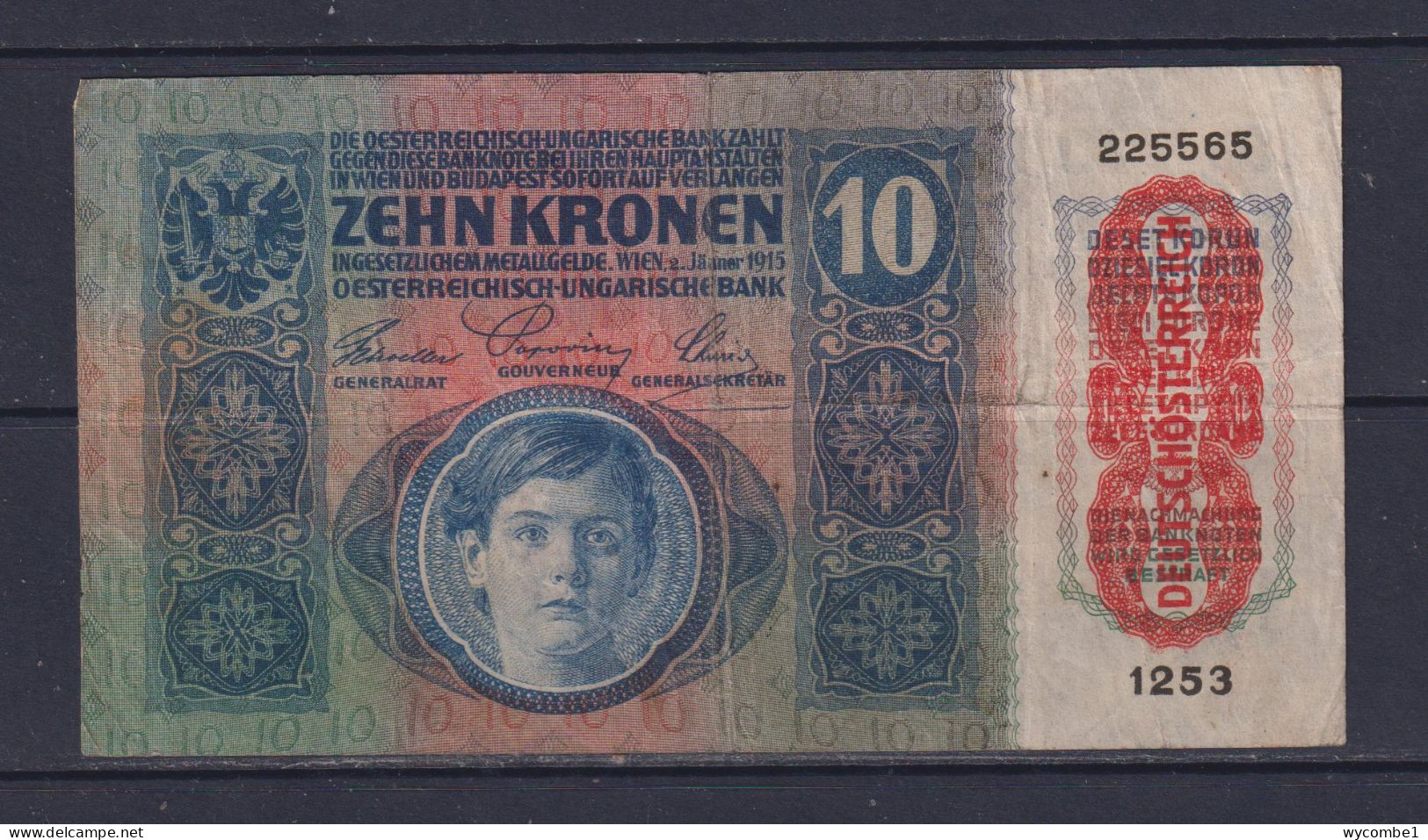 AUSTRIA  - 1915 10 Kronen Circulated Banknote - Oesterreich