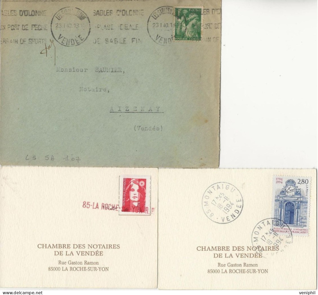 VENDEE LOT DE 7 LETTRES OBLITERATIONS DIVERSES - ANNEES 1931 A1994 - Mechanical Postmarks (Other)