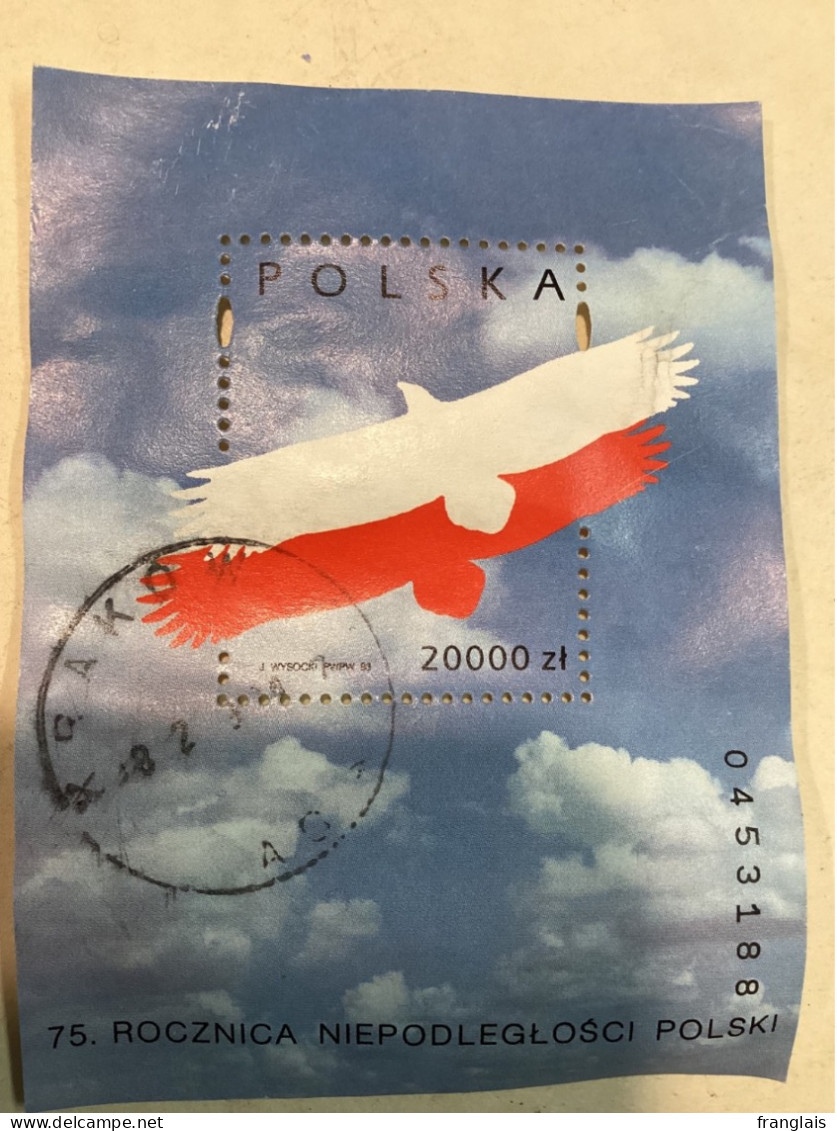 POLOGNE Yv Bl 134 Mi 124 75e Anniversaire De L’Indépendence, Oblitéré - Used Stamps