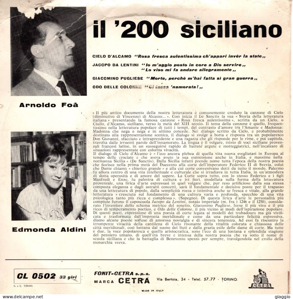 °°° 590) 45 GIRI - NANNI STEFANO - IL 200 SICILIANO - LETTURE ARNOLDO FOA °°° - Otros - Canción Italiana