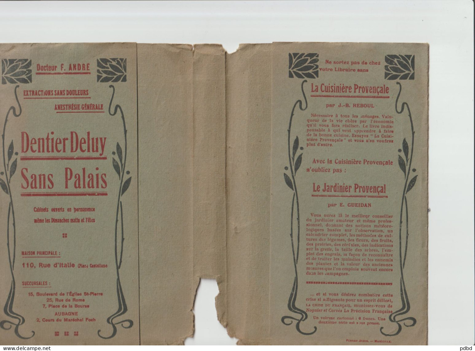 Librairie FAURE . Brd Garibaldi . Louis Laffitte . La Savoisienne . La Canebière . 6 x Protège livre .