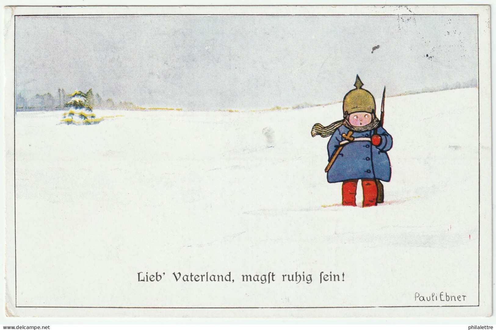 PAULI EBNER - "Lieb' Vaterland, Magst Ruhig Sein!" - Munk 1044 - WWI Post Card (used / Censored 1915 Vienna To Sweden) - Ebner, Pauli