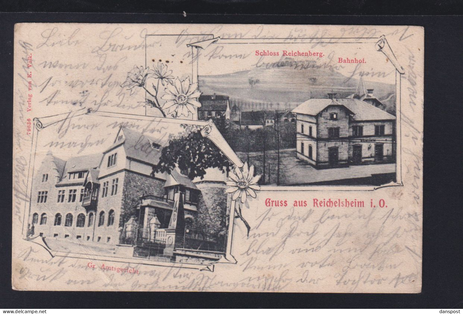 Dt. Reich AK Reichelsheim Bahnhof Schloss1904 - Odenwald