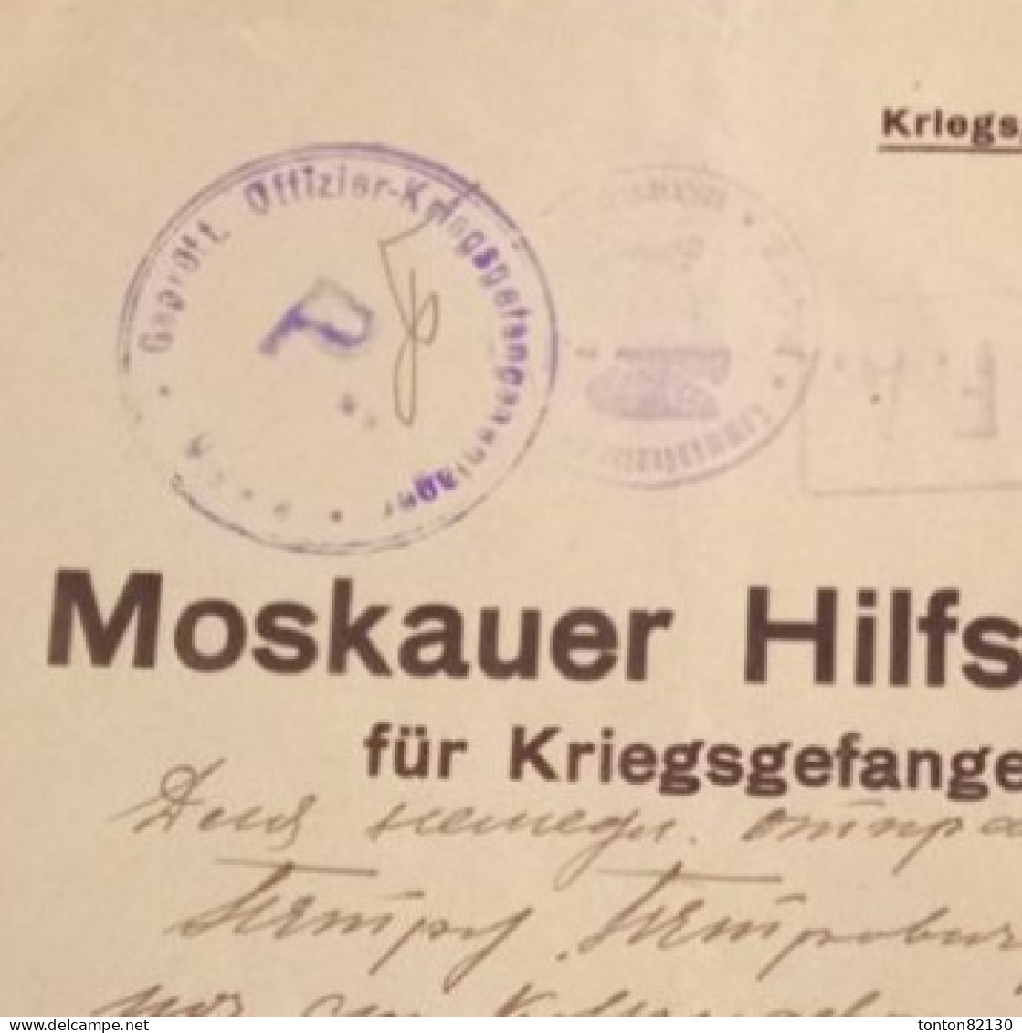 ALLEMAGNE  LETTRE  DU COMITE DE SECOUR DE MOSCOU POUR PRISONNIER DE GUERRE DATE 09.10.1917 - Prisoners Of War Mail