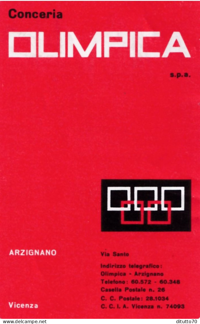 Calendarietto - Conceria Olimpica - Arzignano - Vicenza - Anno 1961 - Petit Format : 1961-70